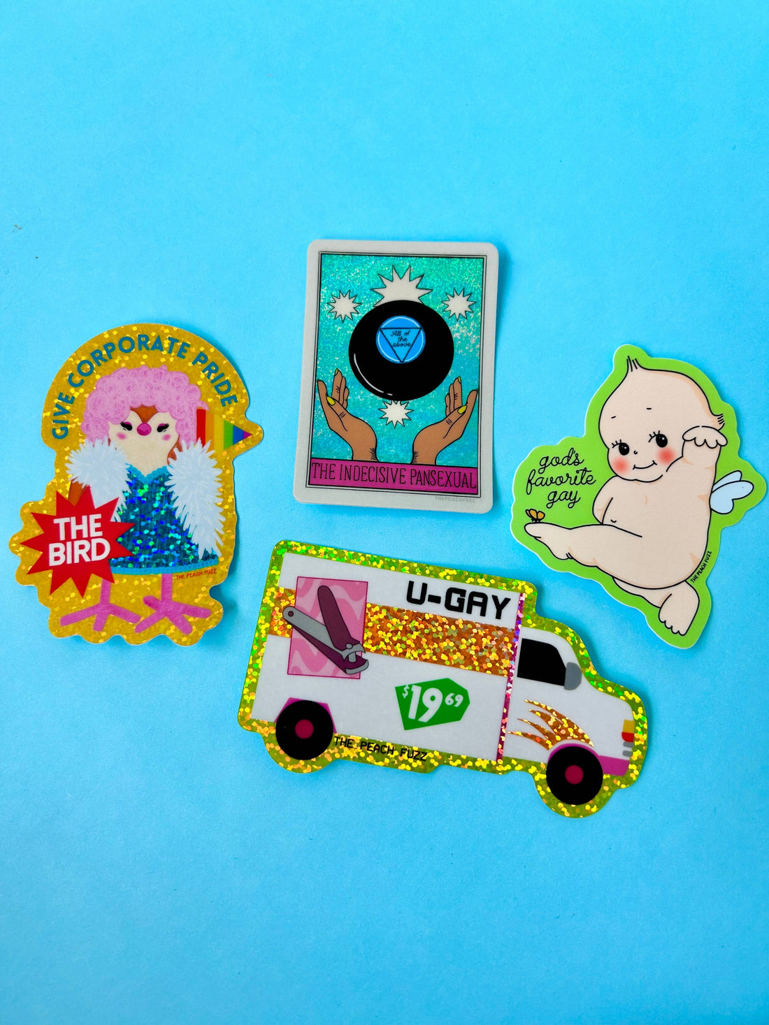 Give Corporate Pride The Bird Glitter Sticker