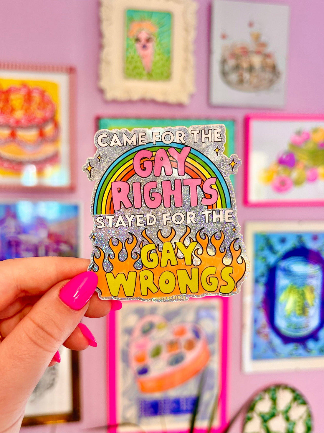 Gay Wrongs Glitter Sticker