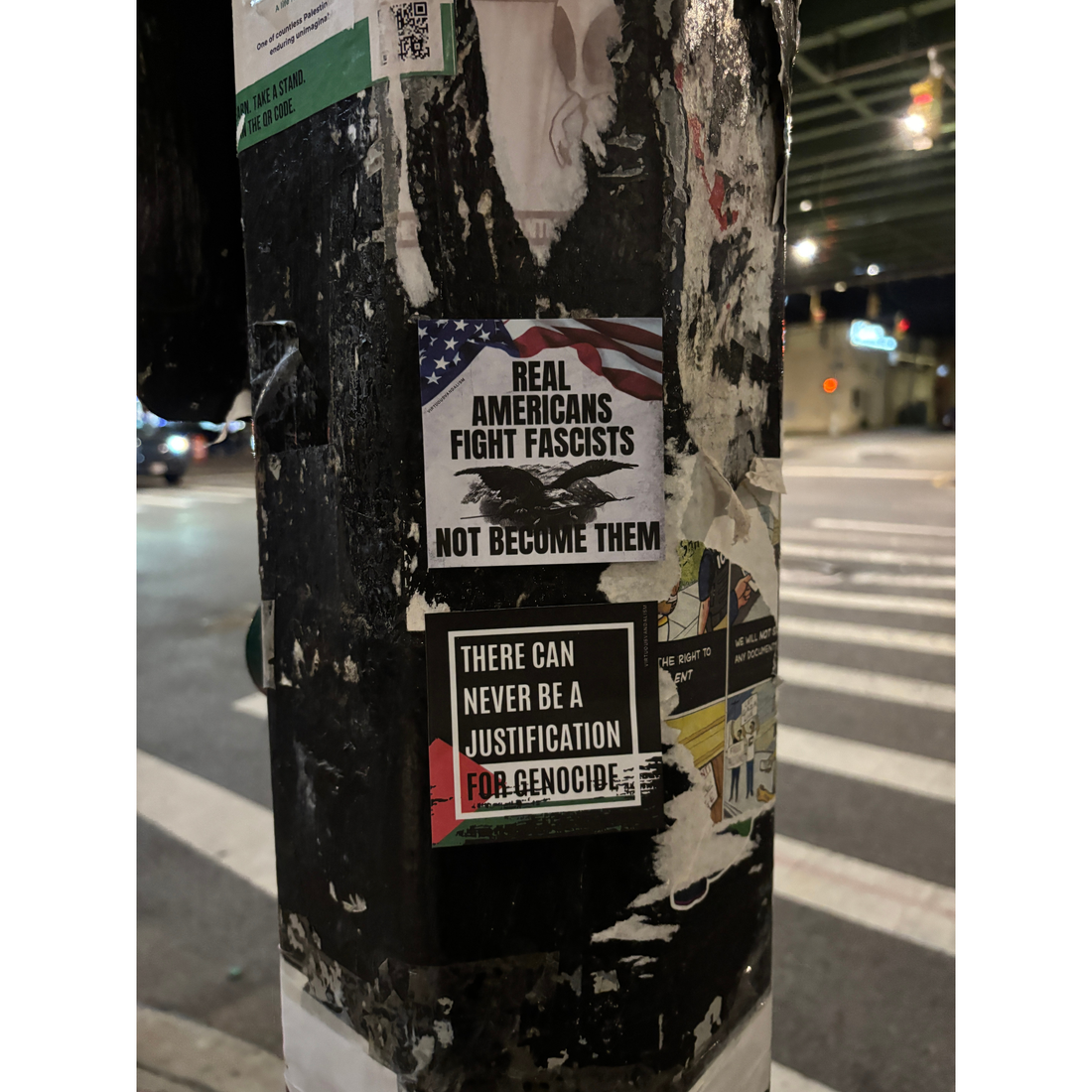Virtuous Vandalism “No Justification Genocide” Sticky Notes