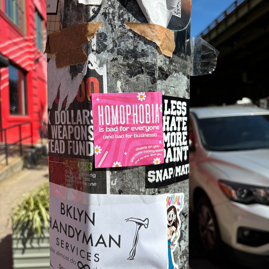 Virtuous Vandalism “Homophobia is Bad” Sticky Notes