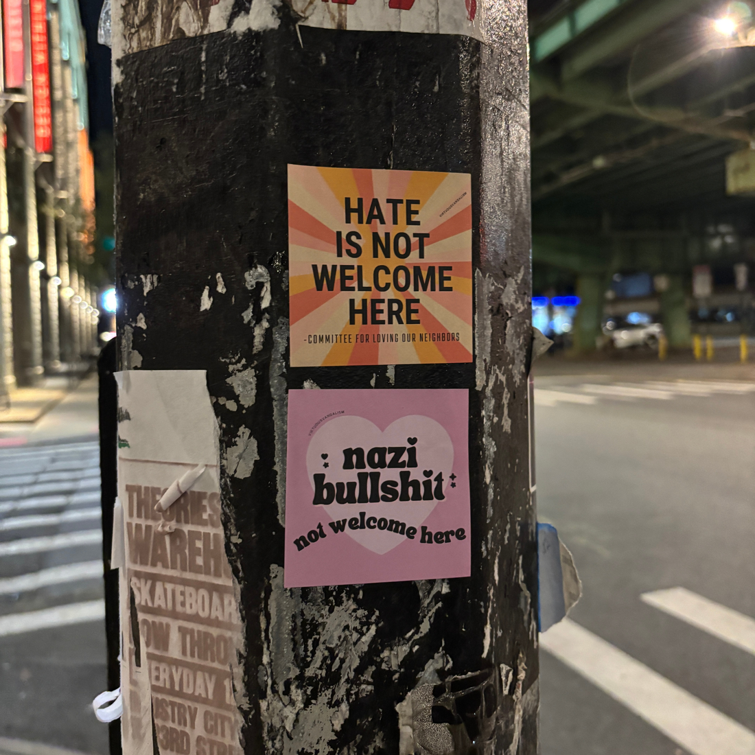 Virtuous Vandalism “Nazi Bullshit Not Welcome” Sticky Notes