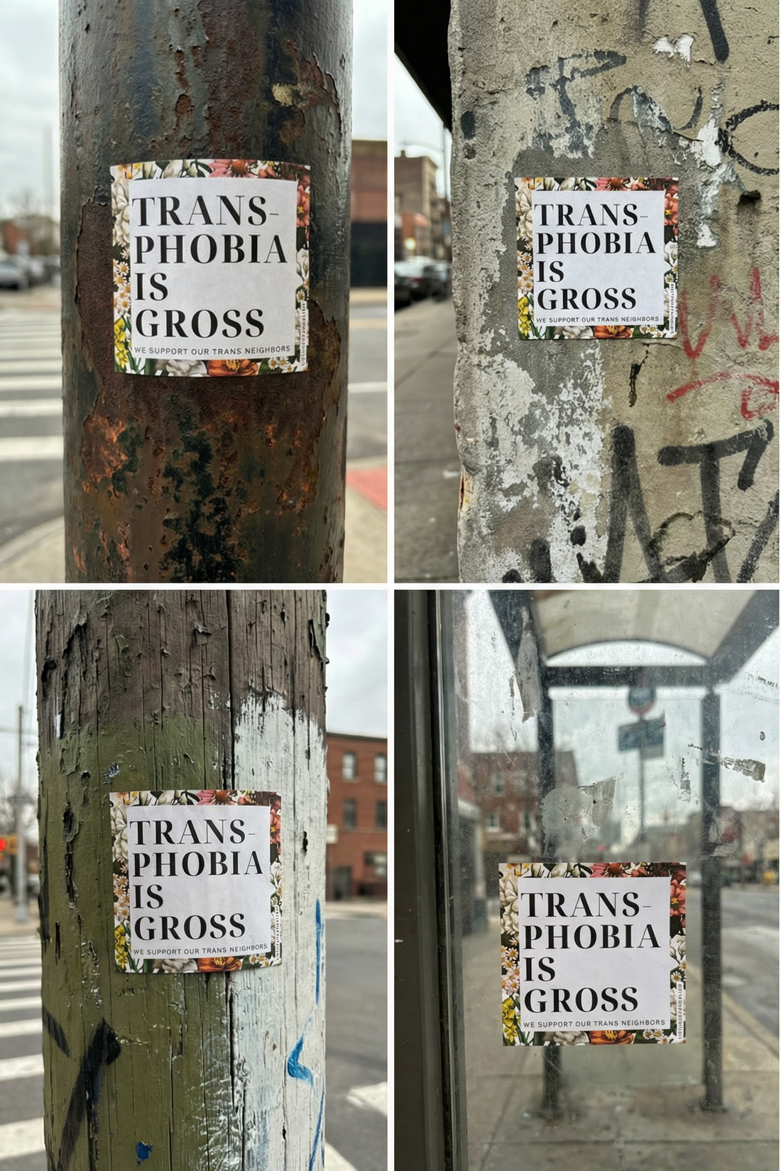 Virtuous Vandalism “Transphobia is Gross” Sticky Notes