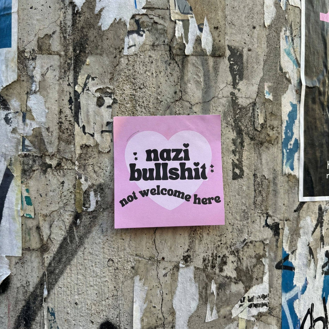 Virtuous Vandalism “Nazi Bullshit Not Welcome” Sticky Notes