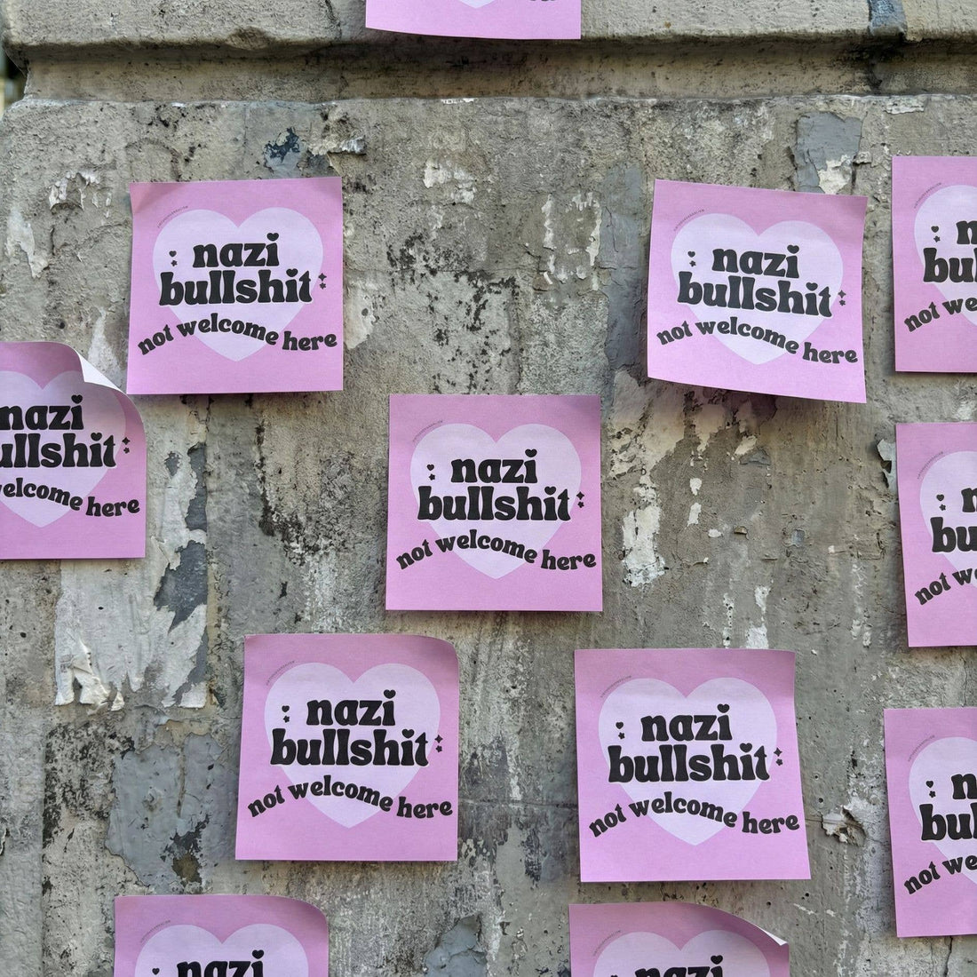 Virtuous Vandalism “Nazi Bullshit Not Welcome” Sticky Notes