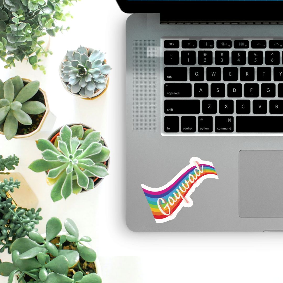 Gaywad Glossy Die Cut Vinyl Sticker - Pride rainbow 80s 90s