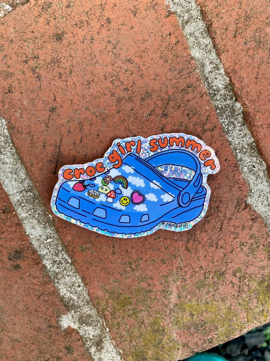 Croc Girl Summer Glitter Sticker