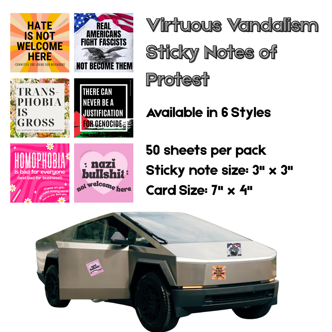 Virtuous Vandalism “No Justification Genocide” Sticky Notes