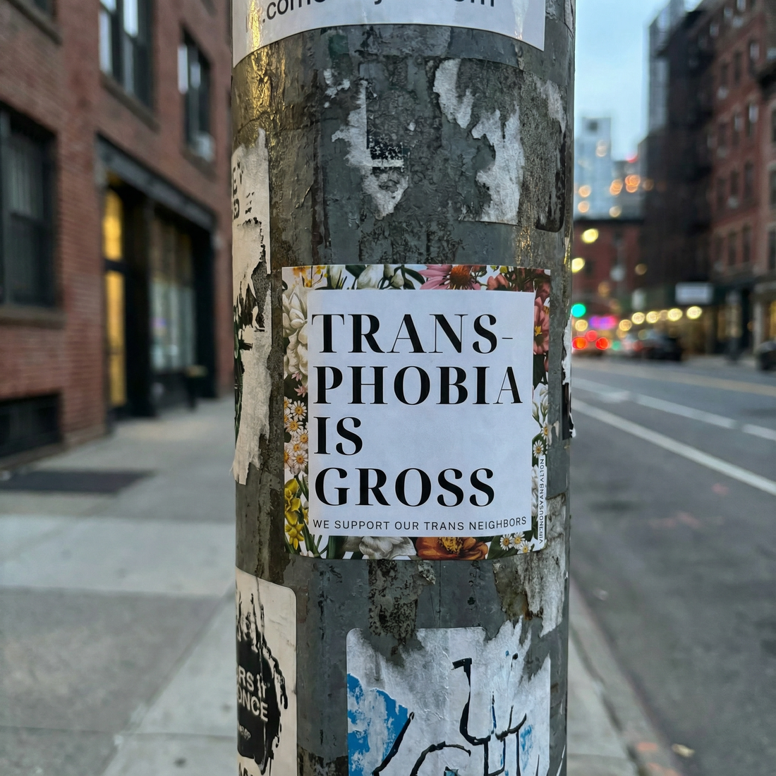 Virtuous Vandalism “Transphobia is Gross” Sticky Notes