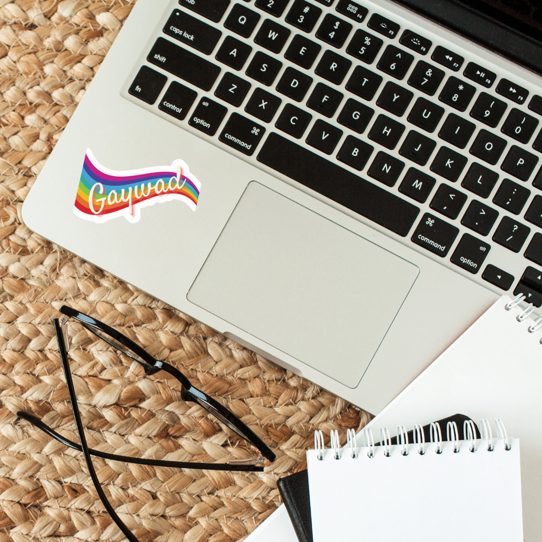 Gaywad Glossy Die Cut Vinyl Sticker - Pride rainbow 80s 90s
