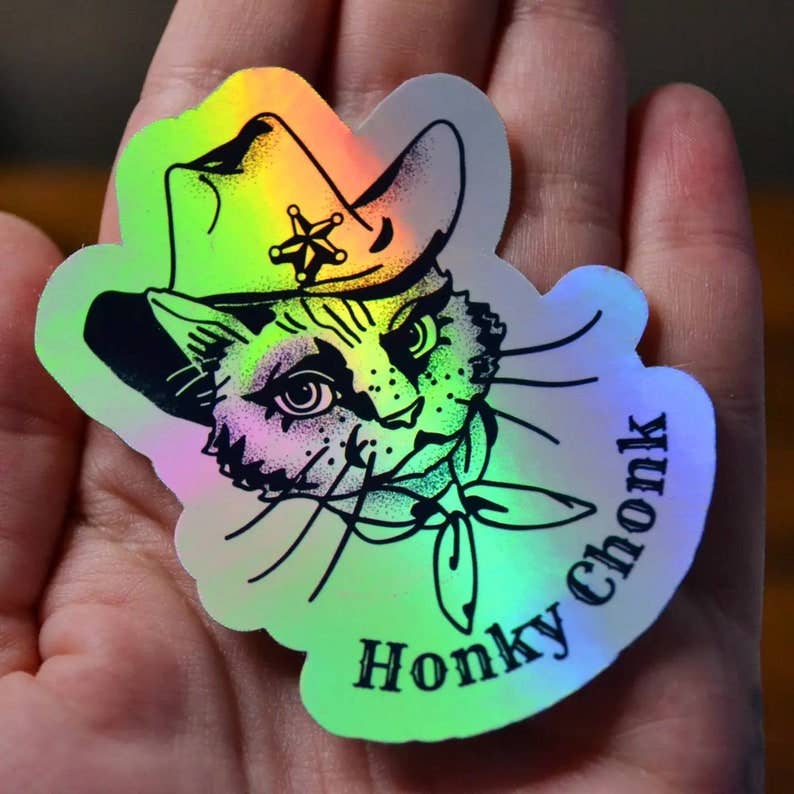 Honky Chonk cat cowboy western sticker hydroflask journal