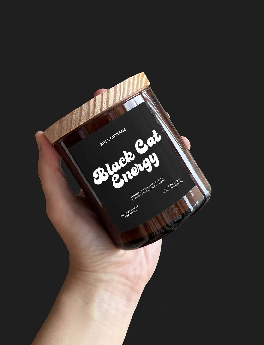 Black Cat Energy - Wooden Wick Candle