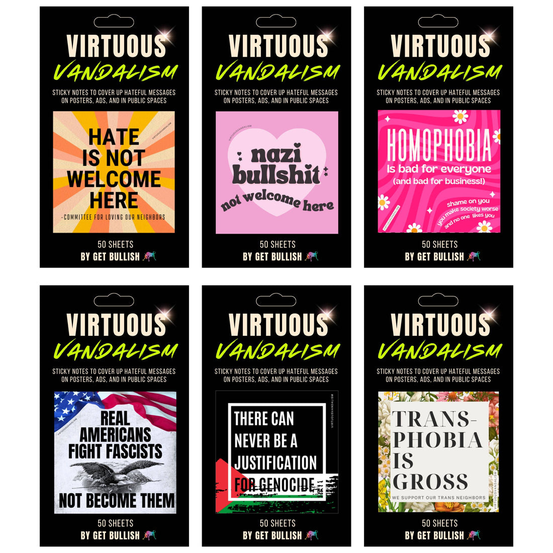 Virtuous Vandalism “Nazi Bullshit Not Welcome” Sticky Notes