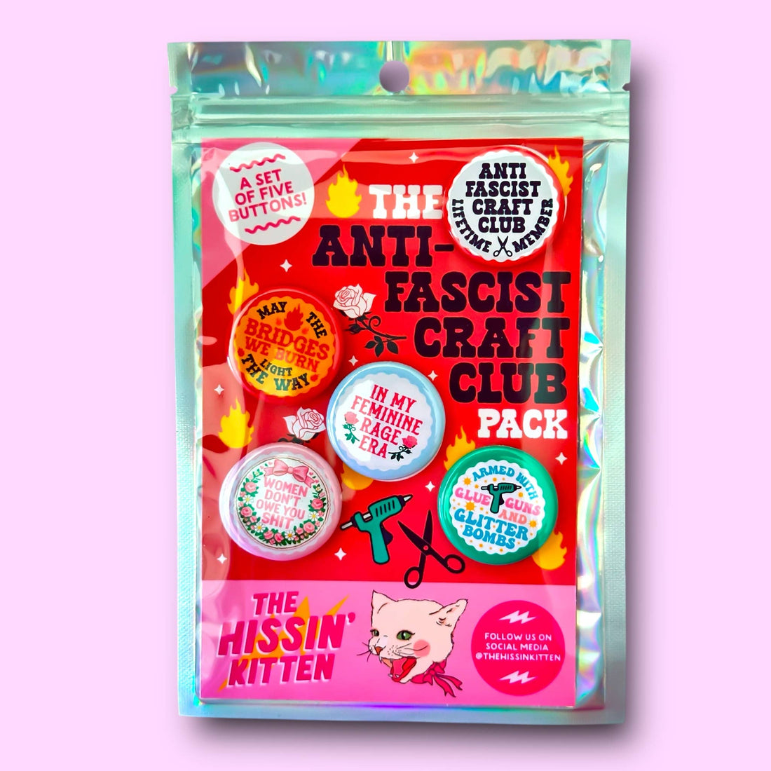 The Anti-Fascist Craft Club Pack (Buttons or Magnets!)