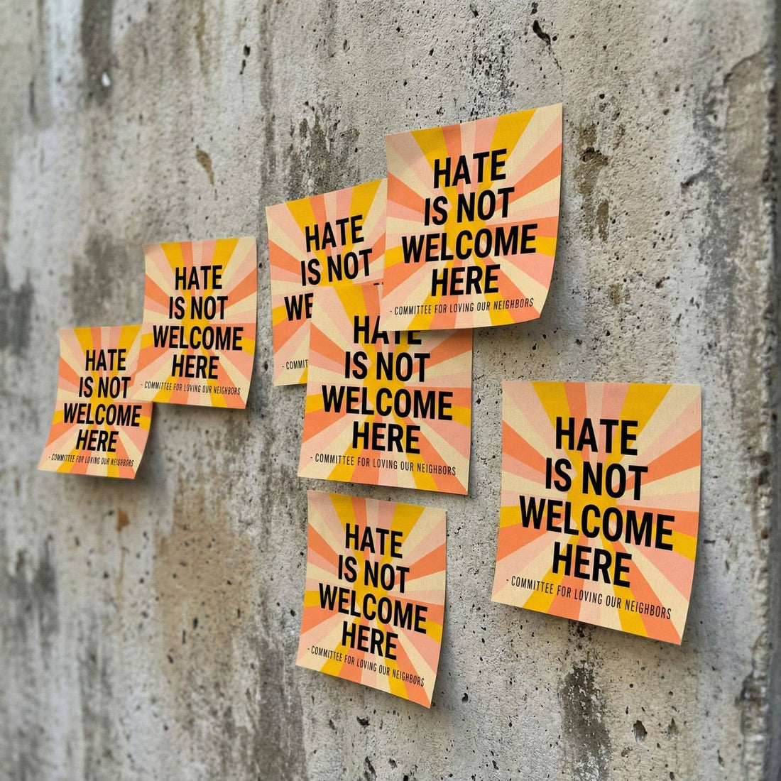 Virtuous Vandalism “Hate is Not Welcome Here” Sticky Notes
